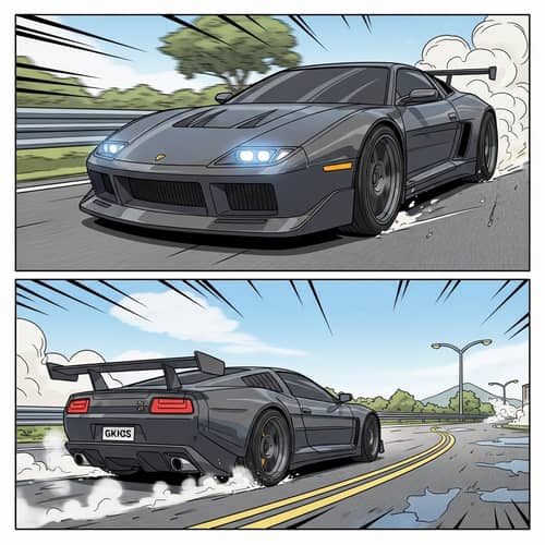 Futuristic Car in Action | Comic Book Style Art