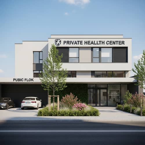 Private Urban Health Center with Front Garden and Parking Area