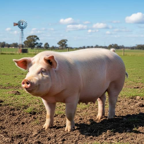 Healthy Domestic Pig in Sunny Rural Setting | Farm Life