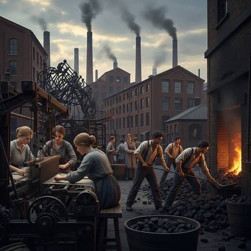 Industrial Revolution Scene Depicting Working Class