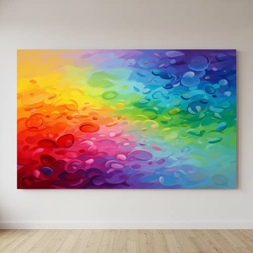 Large Abstract Canvas Oil Painting with Tranquil Rainbow Colors