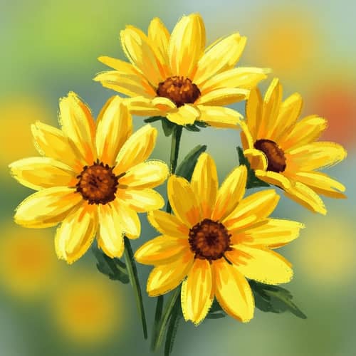 Yellow Flower Bouquet Drawing in Digital Paint