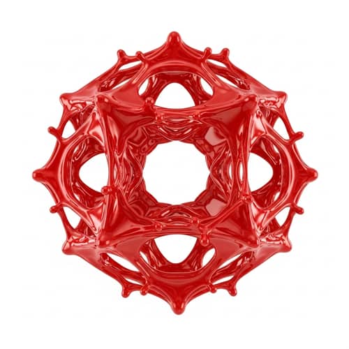 Sacred Geometrical Shapes Formed by Red Fluid Drop