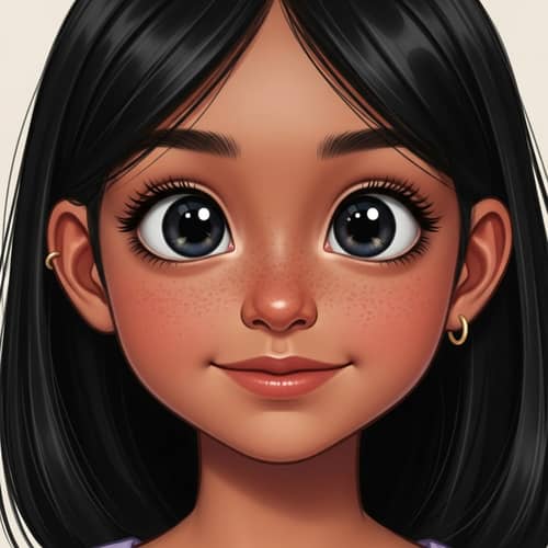 Cute Young Girl with Expressive Eyes | Warm Tanned Skin