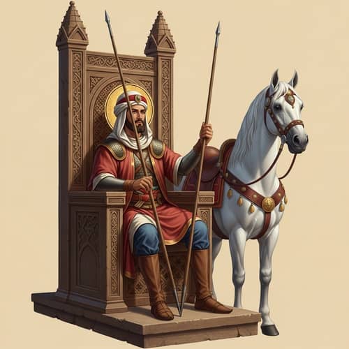 Saint George Seated on Ornate Throne | Medieval Artwork