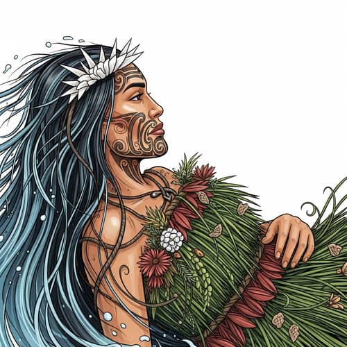 Vibrant & Colorful Painting of Papatūānuku - Māori Earth Mother