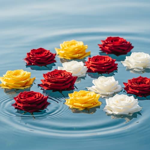Tranquil Floating Roses on Calm Blue Sea
