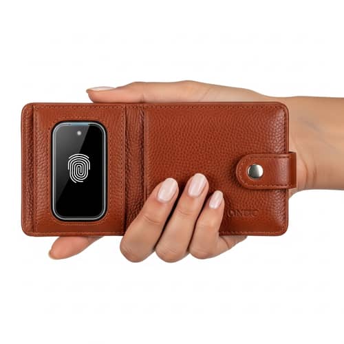 Elegant Leather Wallet with Fingerprint Scanner