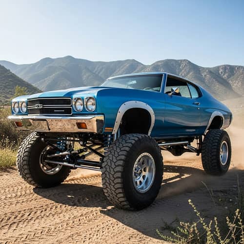 Classic Malibu Car with 4x4 Big Wheels