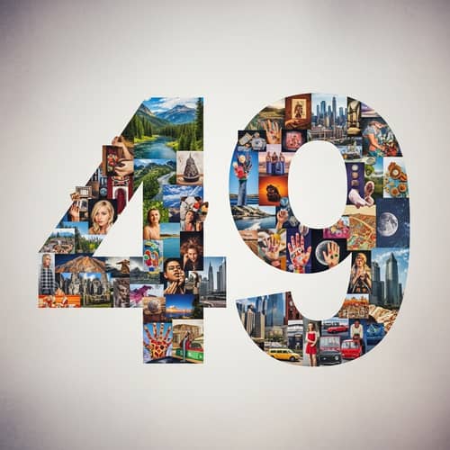 Artistic Photo Collage Forming Number 49