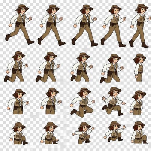 Character Sprite Sheet Animation: Run, Idle, Jump Poses