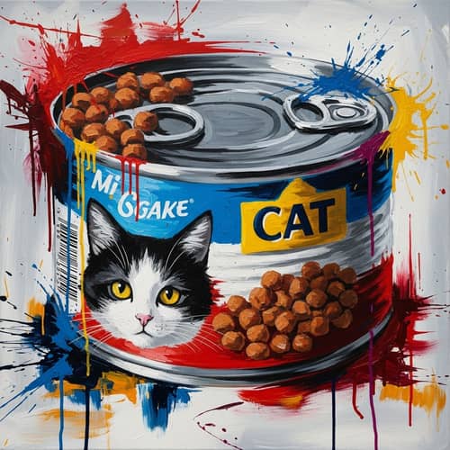 Abstract Expressionist Cat Food Can Artwork