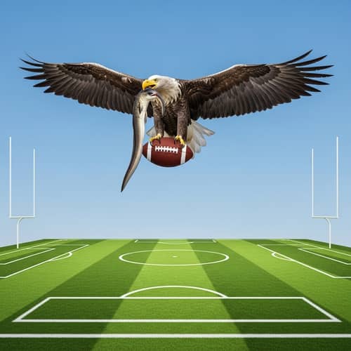 Magnificent Sea Eagle Soaring with Eel and Football