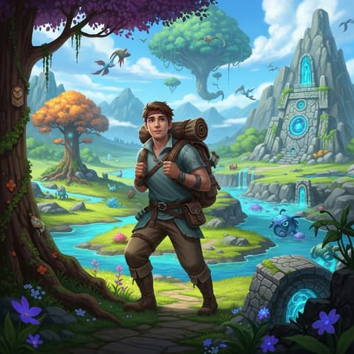 Fantastical Male Adventurer Explores Mystical World | Discover Ancient Mysteries