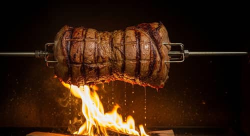 Succulent Piece of Meat on Rotating Spit | Culinary Art