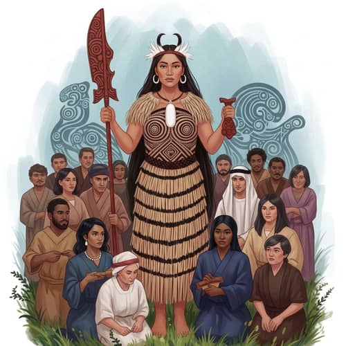 Maori Goddess of Humankind: Vibrant Digital Painting