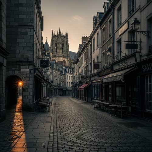 Deserted Cobblestone Streets of Old European Town