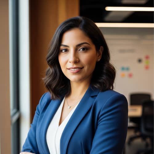 Vibrant Hyperrealistic Portrait of a Confident Hispanic Project Manager