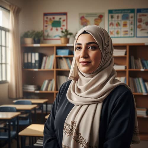 Saudi Female Educator in Professional Attire | Classroom Wisdom