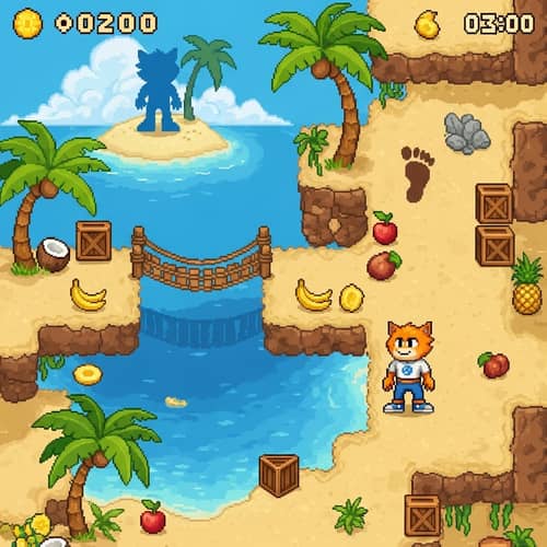 Pixel Art Tileset for Fast-Paced Platformer Game with Tropical Island Theme