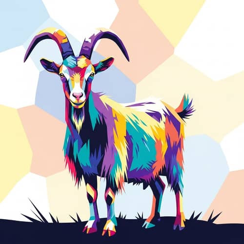 Abstract Style Goat Art - Geometric Shapes & Vivid Colors
