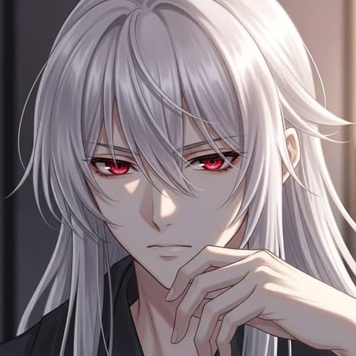 Enigmatic Anime Boy with White Hair | Captivating Gaze