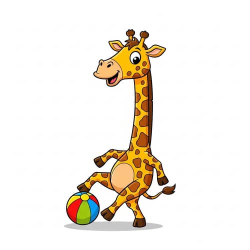 Cheerful Cartoon Giraffe: Playful Children's Illustration