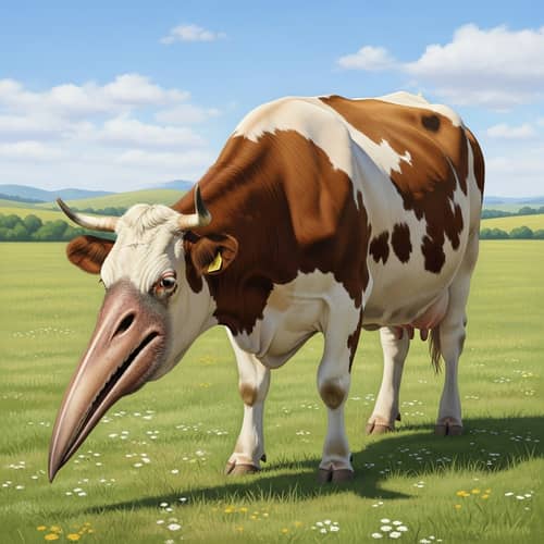 Unique Cow with Bird's Beak Adaptation