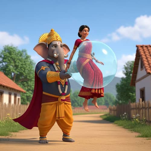 Ganesha Superhero Foils Villain's Plans with Bubble Diaper Girl