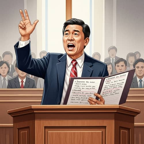 Passionate Asian Preacher Delivering Sermon in Well-lit Church