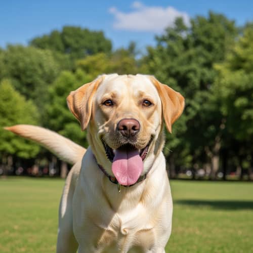 Adorable Labrador Retriever Dog in Lush Green Park