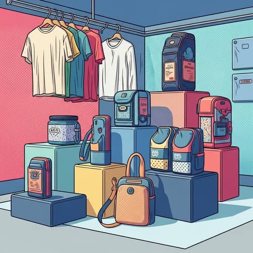 Colorful Pop Art Merchandise Display | Energetic Products Showcase