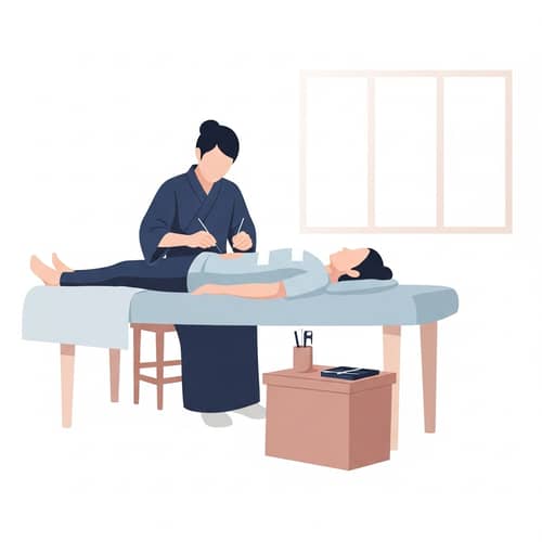 Traditional Japanese Acupuncture Scene Vector Art
