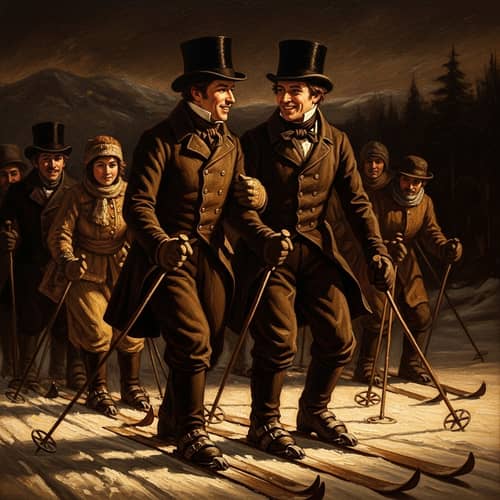 Evgeny Onegin & Vladimir Lensky Skiing Without Beards - Rembrandt Style