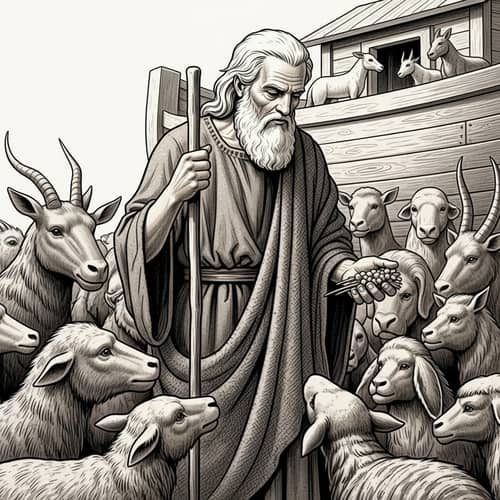 Ancient Depiction of Noah: The Biblical Figure with Animals