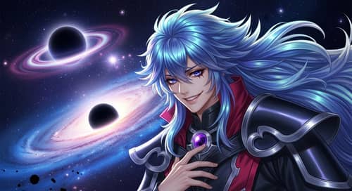 Fantasy Villain Art: Young Man with Blue Purple Hair