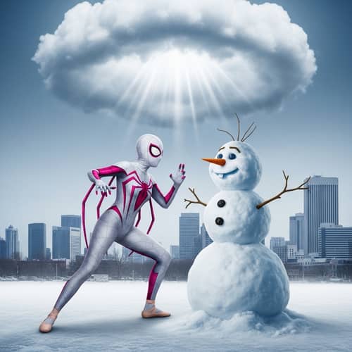 Spider Gwen vs Snowwoman: Epic Winter Showdown | Cityscape Action
