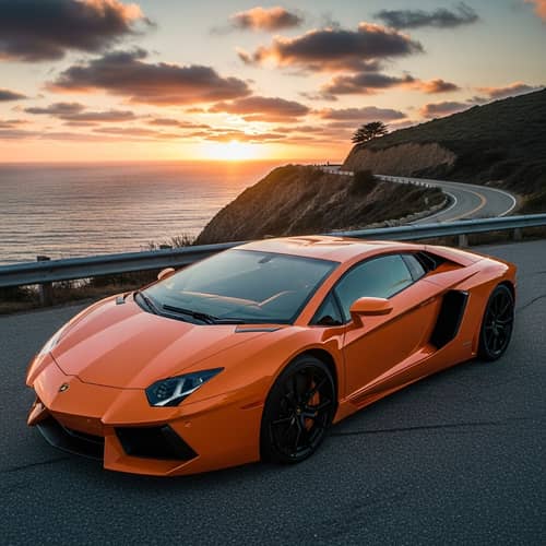 Vibrant Orange Lamborghini Car | Luxury Sports Vehicle