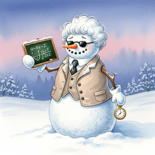 Intellectual Snowman Watercolor Painting | Winter Landscape Art