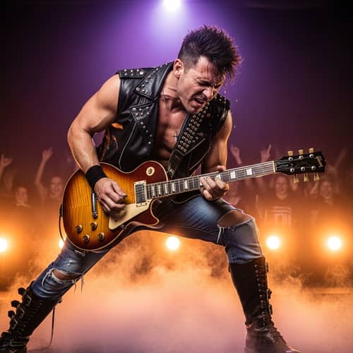 Powerful Guitarist with Intense Energy | Rocker Look