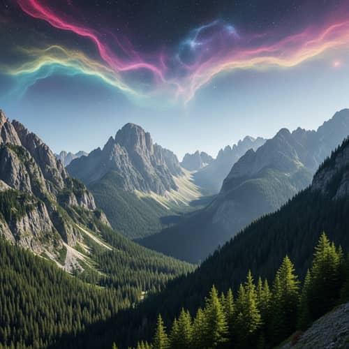 Majestic Nebula Mountains | High-Quality Texture View