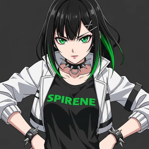 Anime-inspired Girl with Striking Green and Thorny Accessories