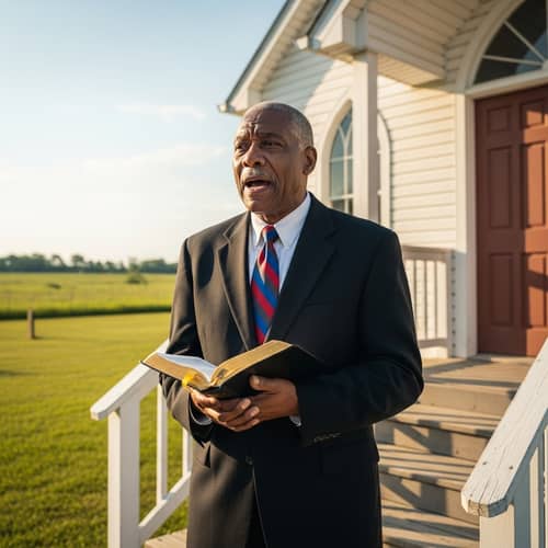 Passionate Southern Preacher Delivering Sermon | Small Church