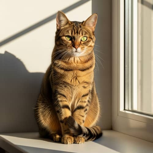 Elegant Tabby Cat with Emerald Green Eyes | Soft & Fluffy Fur