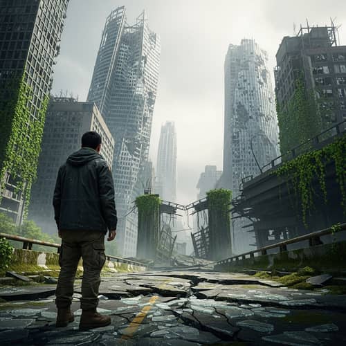 Post-Apocalyptic Cityscape - Nature Reclaims Civilization