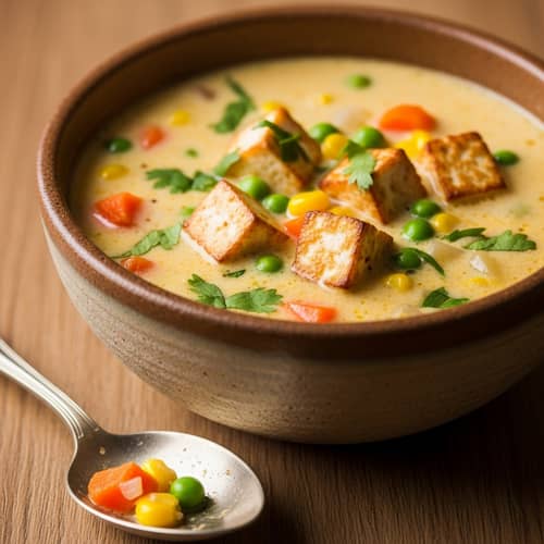 Delicious Paneer Soup with Fresh Vegetables