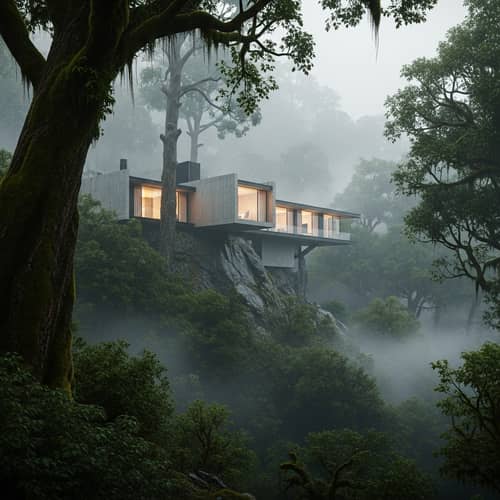 Modern Mountain Mansion Surrounded by Lush Forest