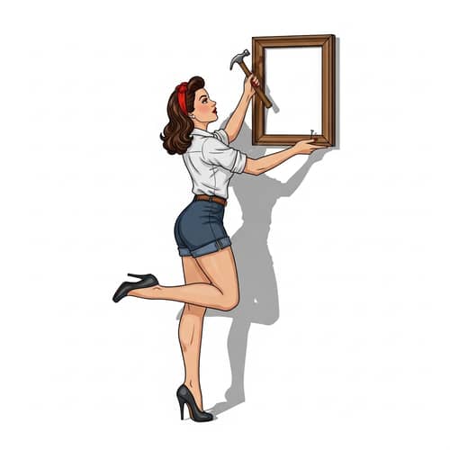 Vintage Pin-Up Woman Hanging Picture - Ambition and Self-Reliance