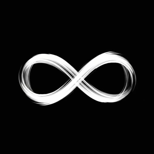 White Brush Stroke Infinity Symbol on Black Background
