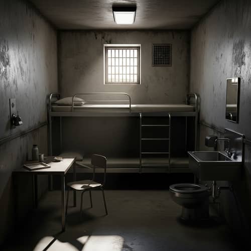 Solitary Confinement - Eerie Portrayal of Isolation in a Prison Cell